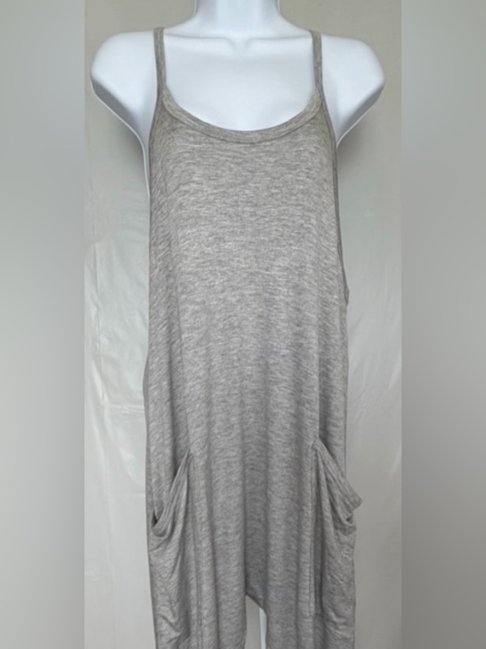 Oversized Pocket Jumpsuit Gray Racerback Wide Leg NWT Small